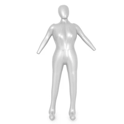 Manichino da donna argento PVC busto fittizio modello display compatto e portati - Immagine 1 di 4