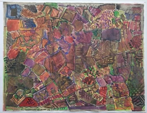 Gemälde Aquarell AbstraktFlächen Edvard Frank Nachlass Signiert 1967 - Picture 1 of 13