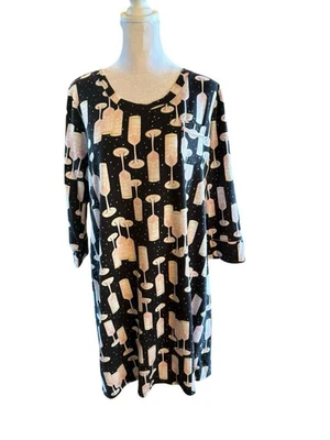 Soma Women's Black Sleep Shirt Nightgown Pink Champagne Sz Large Soft Knit - Image 1 of 4