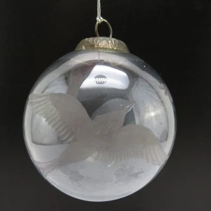 De colección Kugel Grabado a Mano Transparente/Lt.Azul Color Pájaro/Paloma Adorno de Navidad Grande - Imagen 1 de 20