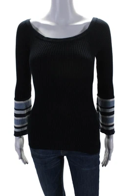 Cotton By Autumn Cashmere Women's Round Neck Long Sleeves Sweater Black Size M - Image 1 of 4
