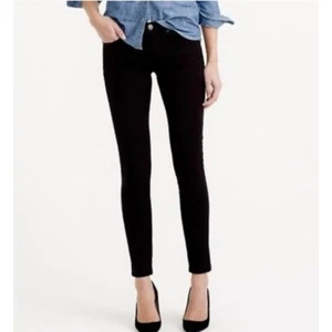 J. Crew 9" Toothpick Stretch Velvet Jeans Black Skinny Cropped Petite Size 23P - Picture 1 of 9
