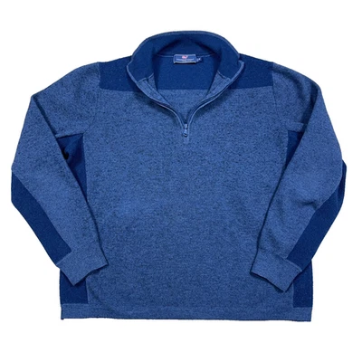 Vineyard Vines Sweater Men Medium Blue Pullover Quarter Zip Wool Blend Adult - Image 1 of 4
