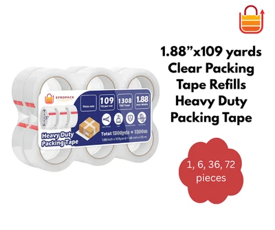 Tape 1.88”x109 yards Clear Packing Tape Refills Heavy Duty Packing Tape - Image 1 of 4