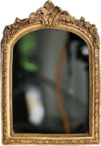 10" x 7" kleiner Gold Vintage Wandspiegel, Antik Harz 10" L x 7" B,  - Bild 1 von 9