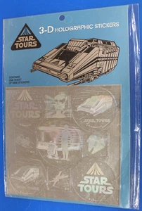 Seltene versiegelte neue Star Wars Star Tours 3-D holografische Aufkleber Disney 1991 - Bild 1 von 1