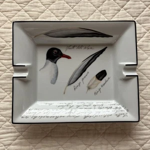 Hermes Ashtray with box Bird feather White Porcelain Rectangular shape Interior - Picture 1 of 15
