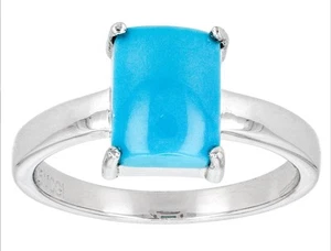 2 Stück Dornröschen Türkis Rhodium über Sterlingsilber Ring Größe 5 Set - Bild 1 von 12