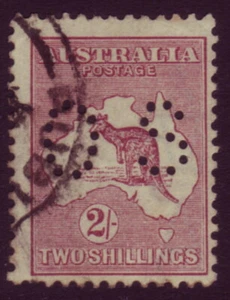 AUSTRALIA • 1924 • 2/- maroon Kangaroo, 3rd Wmk, Perf OS - Bild 1 von 2