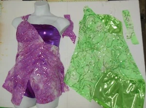 Glittered Jazz Costume Top One Shouldered Included Foil Booty Shorts hologram - Picture 1 of 12