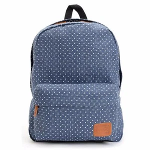 Vans Off The Wall Deana RTL Denim Blue Polka Dot Cotton Backpack Bookbag New NWT - Picture 1 of 3