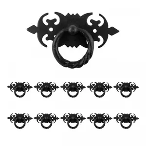 Ring Pull Cabinet Drawer Door Wrought Iron Black 3 1/2" Pack of 10 - Picture 1 of 7