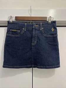 VTG Y2K Baby Phat Mini Skirt DARK Blue Denim Women’s Size 1, 26” Waist - Picture 1 of 7
