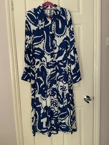 Vestido camisero de viscosa para damas H&M, talla M, azul/floral, nuevo sin etiquetas - Imagen 1 de 22