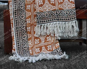 handmade rust throws authentic african style decor for home handloom blankets - Picture 1 of 5