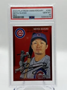 2023 TOPPS CHROME PLATINUM ANNIVERSARY RED REFRACTOR /5 - SEIYA SUZUKI - PSA 10 - Picture 1 of 3