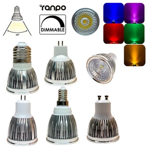 Dimmable 6W 9W LED COB Spotlight Bulb GU10 MR16 E27 E14 E12 GU5.3 Silver Lamp ED - Picture 1 of 17