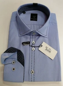 Camisa Milano Italia manga larga cuello kent talla XL 44 AJUSTE MODERNO contraste costura azul - Imagen 1 de 1