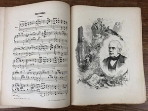 Partition / LE JOURNAL DE MUSIQUE (Fevrier 1877) Hommage D.F.E AUBER + allégorie - Picture 1 of 5