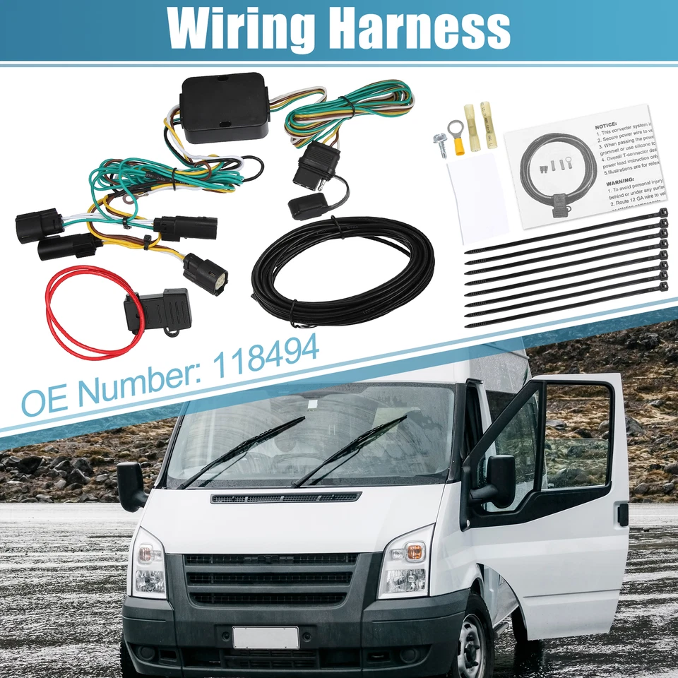 1 juego 118494 arnés de cableado de remolque de 4 pines para Ford Transit-150 250 2015-2022 Foto 1 de 4