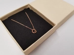 Dainty Letter "G" Initial 18k Rose Gold Plated 925 Sterling Silver 16" Necklace - Picture 1 of 5