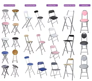 LIGHT WEIGHT FOLDABLE BREAKFAST BAR STOOL WOODEN CHAIR SOFT PADDED SEAT HOME OFF - Picture 1 of 59