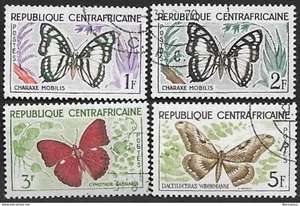 1970. Central African Republic. Butterflies. 4 used stamps. - Picture 1 of 1