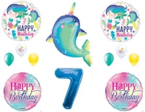 Narwhal and Mermaid 7th Birthday Party Balloons Decoration Supplies Ocean Whale - Picture 1 of 1