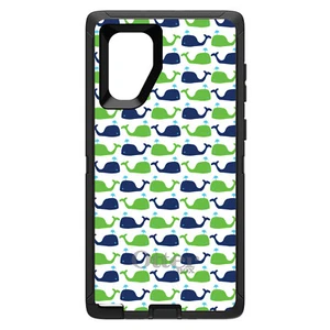 OtterBox Defender for Galaxy Note (Choose Model) Green Navy Cartoon Whales - Picture 1 of 11