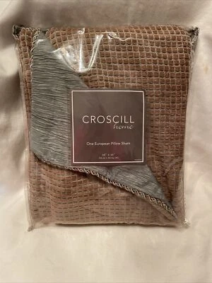 Funda de almohada europea Croscill Galleria 26"x26" reversible marrón/azul borde de cordón Foto 1 de 4