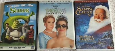 3 DVD'S-SHREK  2 DISC 2001 - THE PRINCESS DIARIES 2001 - SANTA CLAUSE 2 -2003 Foto 1 de 3