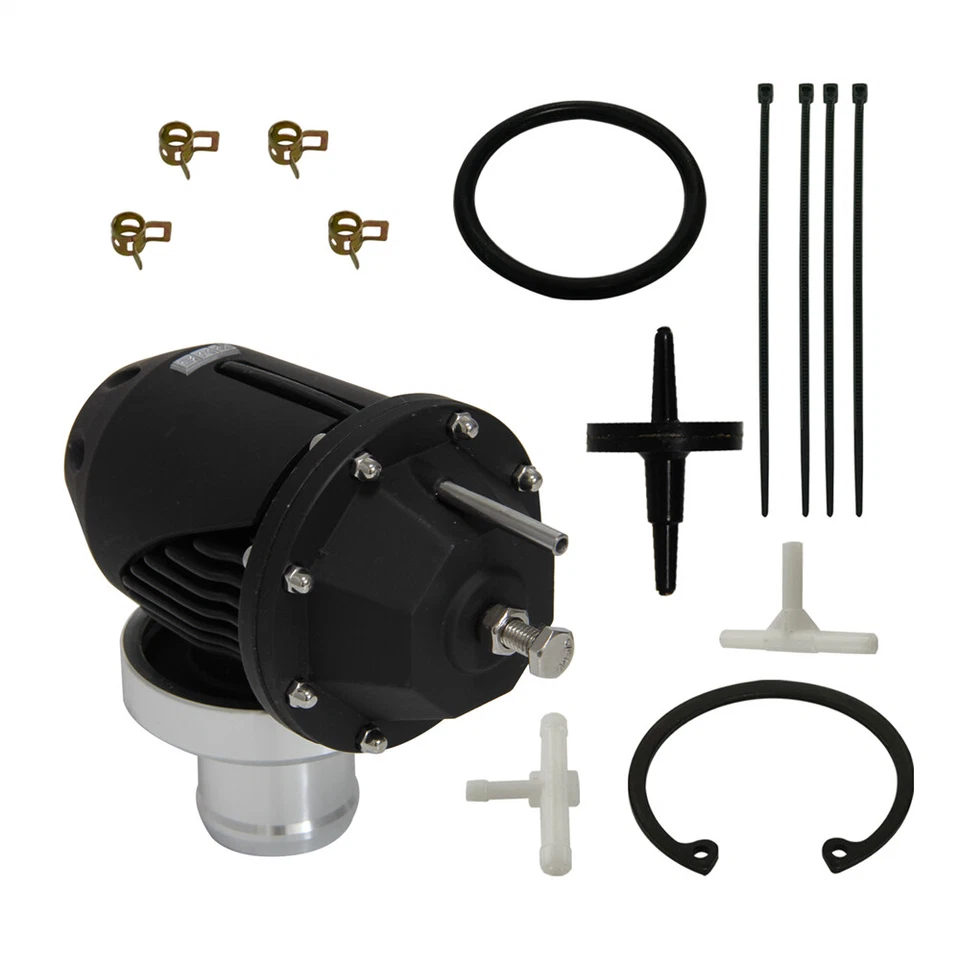 Válvula de soplado SQV ajustable universal BOV II 2 + 2,5" adaptador de tubo de brida negro Foto 1 de 4