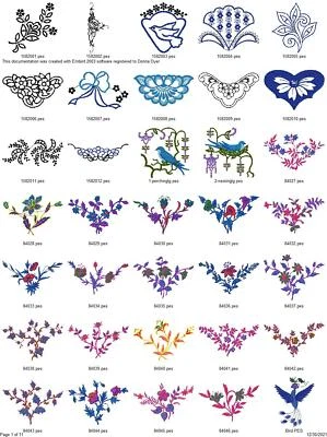 353 CUTWORK AND LACE QUILTING DESIGN SET 2 Embroidery Machine Pattern PES USB - Image 1 of 4