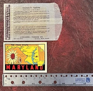 Lindgren - Turner Co Water Decal - MARYLAND mit Hülle - Neuwertig Vintage Zustand - Bild 1 von 4