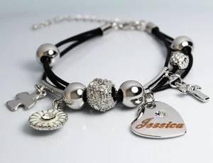 Brazalete Dije Oro Blanco Nombre JESSICA Cumpleaños Navidad Regalos de Pascua para Ella - Imagen 1 de 7