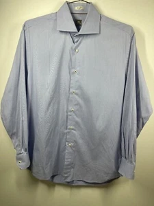 Peter Millar Men's Blue & White Striped Shirt Long Sleeves Size 16 Large - Picture 1 of 6