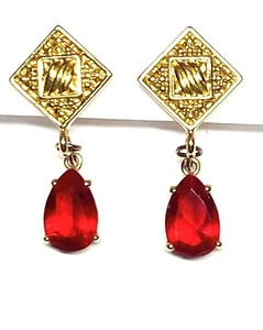 Vintage Napier rote Träne Strass Ohrhänger signiert - Bild 1 von 7