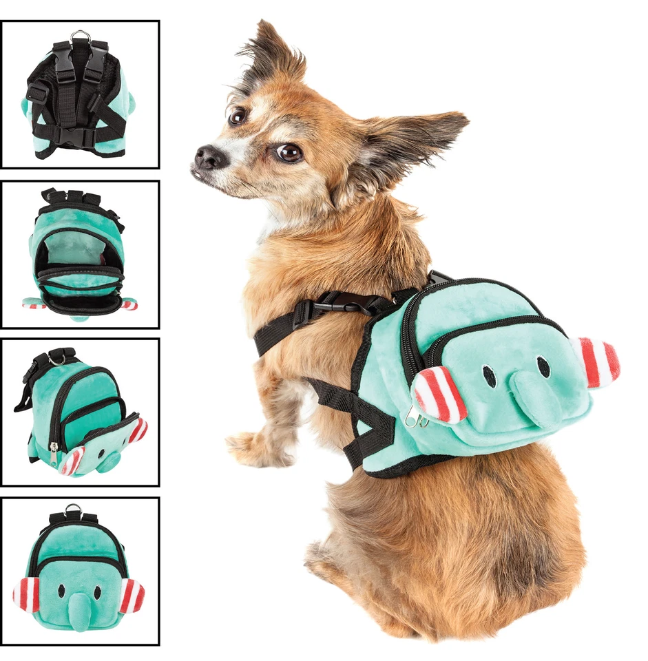 Mochila arnés animada de doble bolsillo Pet Life 'Dumb-Bone' para mascotas perros Foto 1 de 4
