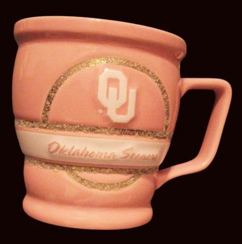 Oklahoma Sooners Pink Coffee Cup Ceramic Mug OU University Cover