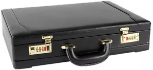 Herren Leder Executive schwarze Aktentasche Tasche mit goldenem Schloss/Schreibtafel - Bild 1 von 5
