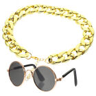  2 Pcs Hund Goldkette Lustiges Haustierkostüm Halsketten Gläser Mode