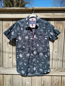Faze 1 Boys Navy Tropical Print Button Down sz M - Picture 1 of 9