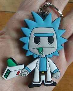 Rick & Morty ~ Rick w/Portal Gun ~ RUBBER PVC Key Chain Keyring Key Chain - Picture 1 of 11
