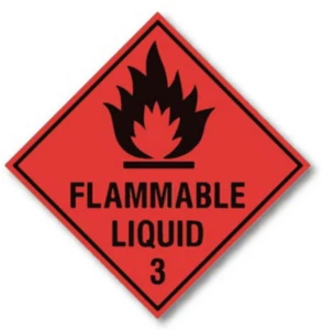 Flammable Liquid Labels / Signs, UN Labels 100 x 100mm Quantity 4 Red and Black - Picture 1 of 1