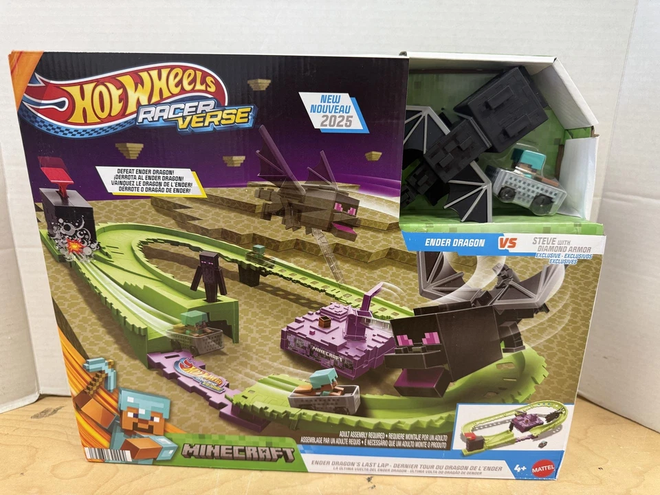 Hot Wheels RacerVerse Minecraft Playset & Die-Cast Diamond Armor Steve | Sealed - Image 1 of 4