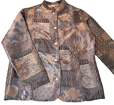 Chaqueta Blazer Tudor Court By Haband Para Mujer M Marrón Floral Manga Larga Cuello Foto 1 de 4