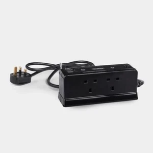 4 Socket Black Extension Lead with USB - Picture 1 of 7