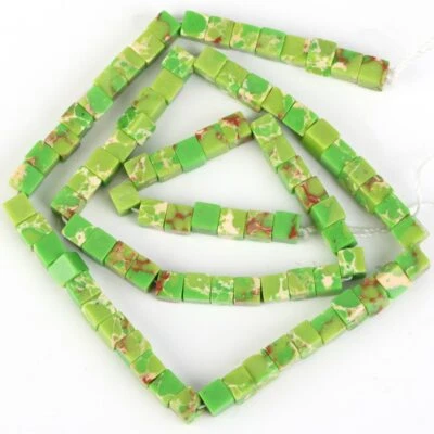 4/6mm Natural Sea Sediment Agate GemStone Square Spacer Beads for Jewelry Making - Image 1 of 4