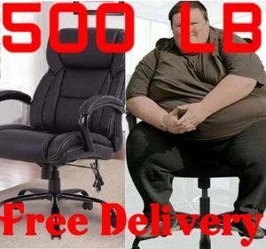 500lb big and tall leather heavy duty wide ergonomic executive High back chair - Picture 1 of 8