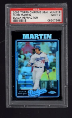 2005 TOPPS CHROME UPDATE BLACK REFRACTOR #UH119 RUSSELL MARTIN #/250 PSA 9 MINT - Image 1 of 2